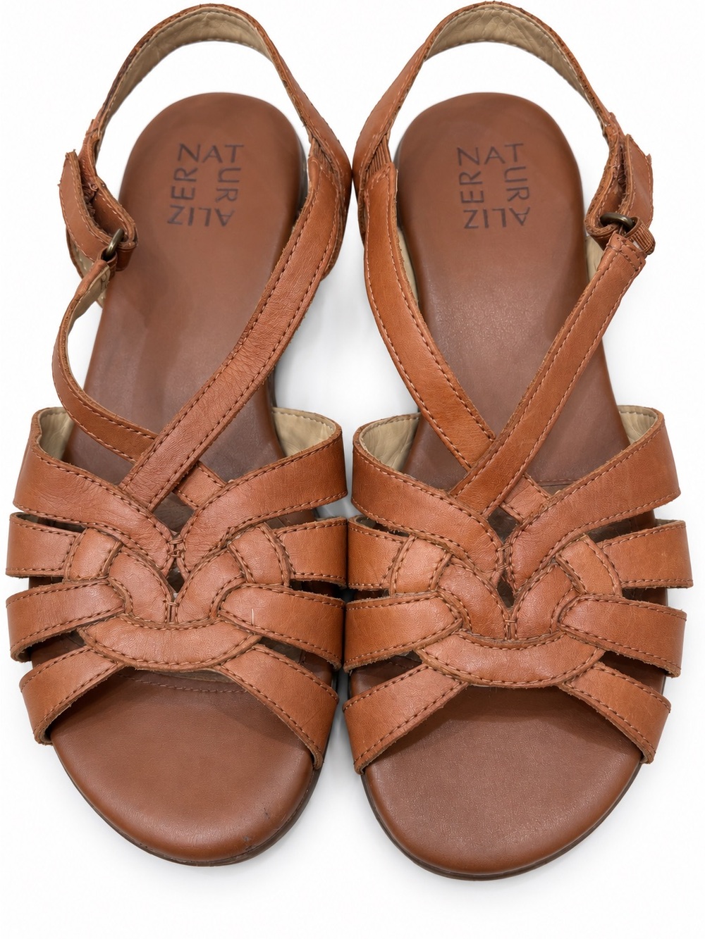 Naturalizer Brown Leather Woven Strap Sandals Size 8